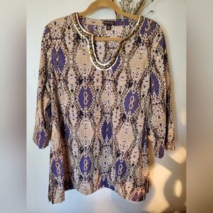 Dana Buchman Beaded Shibori print Shirt